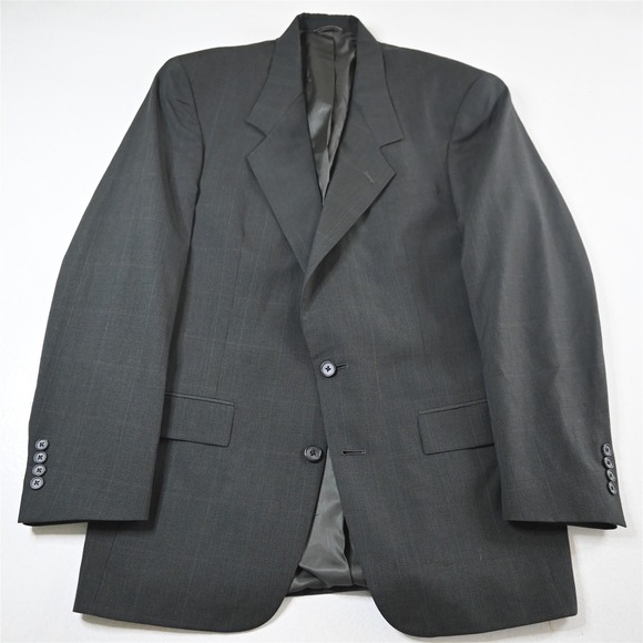 Vtg Christian Dior 40L Green Check Wool Mens Blazer Suit Jacket Sport Coat